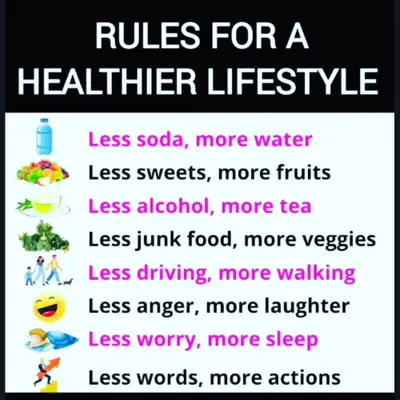 Here are some simple rules for a healthier lifestyle. Swapping soda for water or choosing to walk more are small changes that add up to make a big difference in your overall wellbeing.