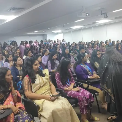 We had the privilege of conducting a large-scale self-defense workshop for the women at LKQ India. This image captures the full attendance in the conference hall, showing how our sessions can be tailored for large corporate groups, ensuring everyone feels included and engaged.