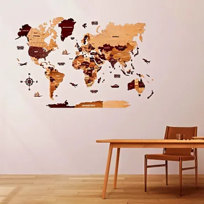Elevate your decor with this stunning 3D wooden texture world map. Made from high-quality wood in various tones, this unique piece becomes an instant conversation starter and adds a touch of wanderlust to your wall.