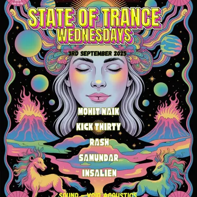 The poster for 'State of Trance Wednesdays' at Kitty Ko, Bangalore. This was a great midweek party with some of the best local talent and a top-notch sound system.