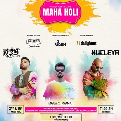 The official poster for Maha Holi, where I shared the stage with industry giants Nucleya and KRSNA.