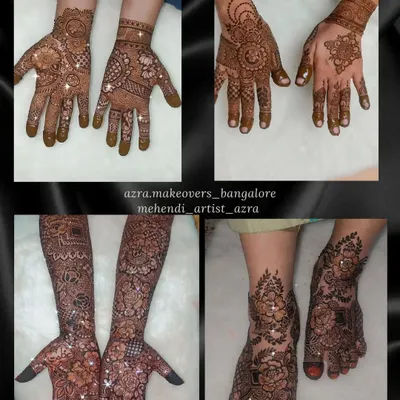 A collage showcasing a variety of my work, including party designs, bridal feet, and full intricate bridal arms.