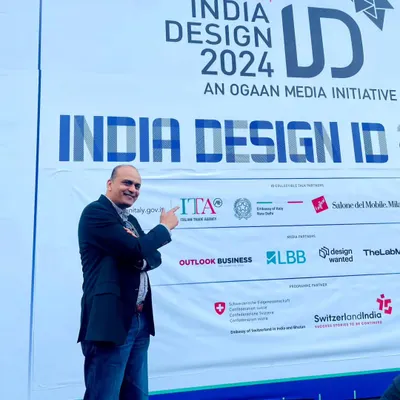 Here is our co-founder, Vineet, at the entrance of India Design 2024. Attending these events allows us to stay at the forefront of design innovation and bring the best ideas to our clients.