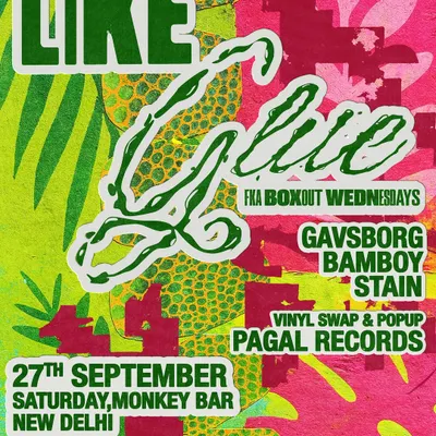 The poster for a 'Like Glue' night, our dedicated dancehall and reggae event. We brought in Gavsborg from Jamaica's Equiknoxx Music for this one, bridging the gap between global pioneers and the Delhi scene.