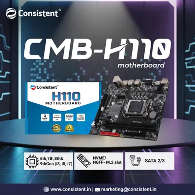 The CMB-H110 motherboard is a versatile choice, supporting 6th to 9th generation Intel processors. It features DDR4 RAM support, SATA 2/3 ports, and an NVMe M.2 slot, making it a great upgrade path for a variety of builds.