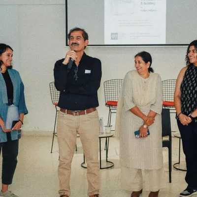 A moment from the book launch of "2.9 million Sft & building," which chronicles the personal and professional journey of our firm, OSSA.