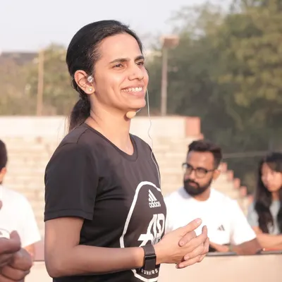 Leading a workshop on injury prevention for Adidas Runners Delhi. My focus is always on providing practical, evidence-based advice that runners can apply to their training immediately.