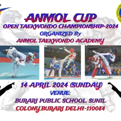 The official poster for our Anmol Cup Open Taekwondo Championship 2024. We are proud to host this event to promote taekwondo and give fighters a stage to compete.