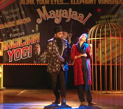 On the set of the web series 'Loot Kaand'. Here I am performing a levitation illusion with one of the actors. It was a great experience to design magic for the camera.