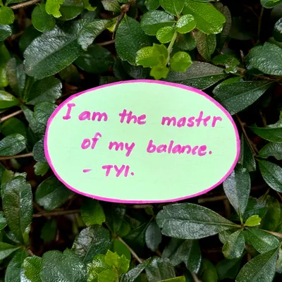 An affirmation for inner harmony: "I am the master of my balance." This reminds you to stay centered through life's ups and downs.