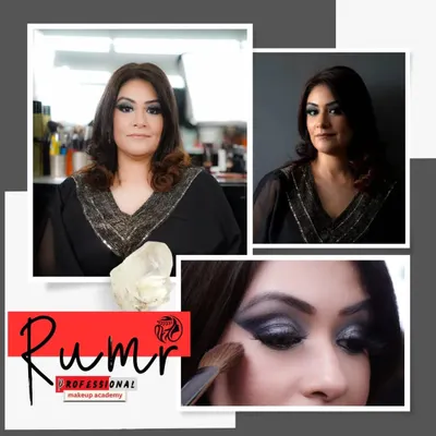 This collage showcases a classic smoky eye look that I created. It features a blend of silver and black eyeshadows for a dramatic, metallic finish, perfect for any evening event or party.