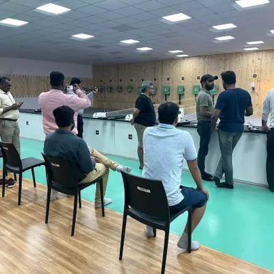 A corporate team receives an introduction to air rifle and pistol shooting. Our events are designed to be engaging and accessible for complete beginners, with safety as the top priority.