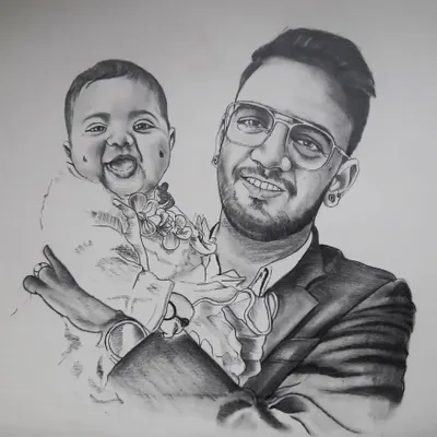 The bond between a father and his child is special, and I aimed to capture that here in this A3 size graphite sketch. These kinds of portraits are about preserving a feeling, not just an image.