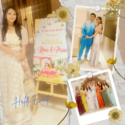 A collage from a vibrant Haldi function for Prince and Rhea. I planned a special theme with fun anchoring and engaging games to make the event interactive and memorable for everyone.