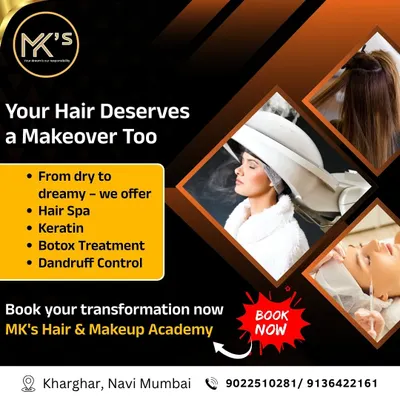 Your hair deserves a makeover too. I offer a variety of treatments from hair spas and keratin to botox and dandruff control to transform your hair from dry to dreamy.