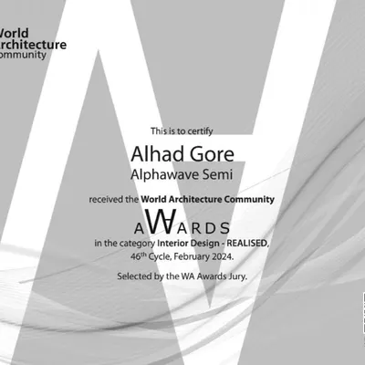 We are proud to have our work recognized on a global stage. This certificate from the World Architecture Community Awards celebrates one of our recent interior design projects for its excellence and innovation.
