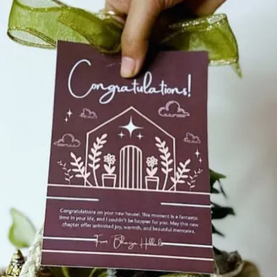 It’s not just a card, it’s the little note that says "this was made just for you." This custom "Congratulations" card was for a beautiful housewarming gift.