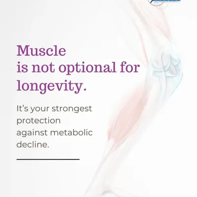 Muscle is not optional for longevity. It is your body's strongest protection against metabolic decline. This is why we focus on building and preserving muscle as a cornerstone of long term health.