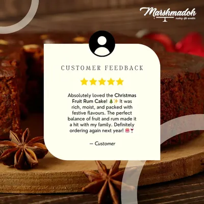 Your feedback means the world to me. This customer review praises the rich, moist, and festive flavours of my Christmas Fruit Rum Cake, calling it a hit with their family.