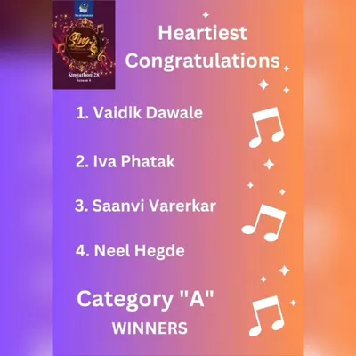 Heartiest congratulations to the winners of 'Singathon' Category A. All the participants were incredibly talented!