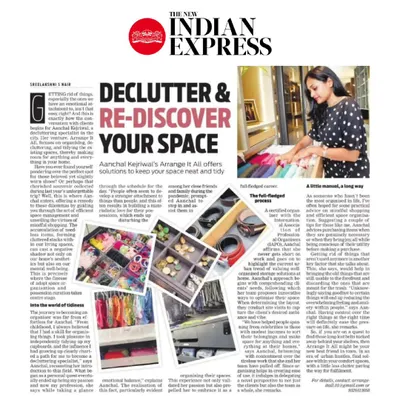 We were thrilled to be featured in The New Indian Express. In this interview, our founder, Aanchal Kejriwal, shares her insights on how to declutter and rediscover your space, bringing our philosophy to a wider audience.