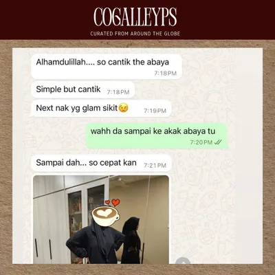 So happy to see this customer enjoying her new abaya. She found it 'simple but cantik' and it arrived so 'cepat'!
