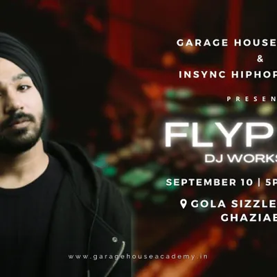 The main banner for our FLYP 2.0 event, which combined a DJ workshop, rap cypher, and DJ night into one packed day in Ghaziabad.