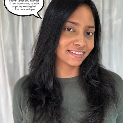 This client came all the way from abroad for her wedding hair. We gave her a fresh, modern cut with long layers to add movement and shape before her big day.