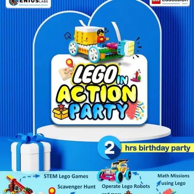My LEGO in Action parties are a two-hour adventure into the world of STEM. Kids get to participate in a scavenger hunt, operate LEGO robots, and even tackle math missions in a fun, engaging way.