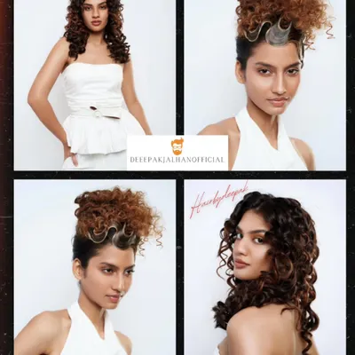 A collage showcasing two distinct curly hairstyles. One features free-flowing, voluminous curls, while the other is a high-fashion textured updo with a sculpted silver wave detail, demonstrating versatility in styling natural curls.