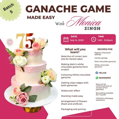 Announcing Batch 5 of my popular "Ganache Game Made Easy" online masterclass. Learn to frost, stack, and finish cakes like a pro.