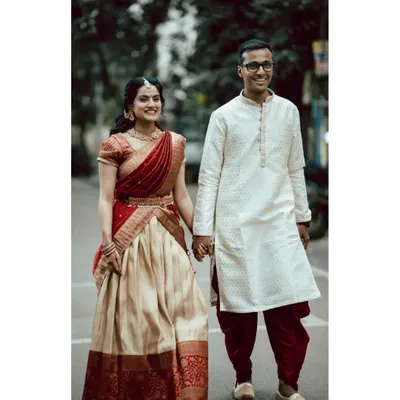 A beautiful portrait of an engaged couple. We capture you in your traditional attire, creating timeless photos to celebrate this important milestone.