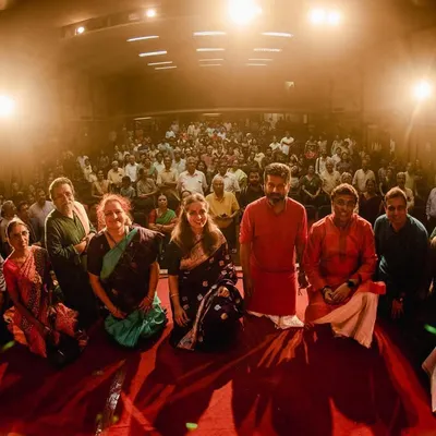 A house full of love and a heart full of gratitude. This photo, taken from the stage with the audience at my 'Abhivandanam' concert, captures the incredible energy and support that makes every performance special.