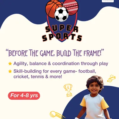 Before you play the game, you have to build the frame. Our Super Sports program focuses on developing agility, balance, and coordination through play. This builds a strong foundation for any sport your child might love, from cricket to tennis.