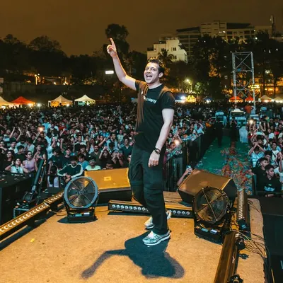 On stage at the AatmTrisha festival at PES University, commanding a massive audience. The energy from a crowd this size is absolutely incredible.
