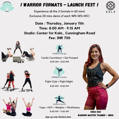 WARRIOR Class Alert! This poster was for our Launch Fest, where participants could experience all three WARRIOR formats in one 60-minute session. A great way to sample everything I offer.
