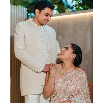 A classic portrait from Vinti and Pratik's beautiful roka ceremony in Mumbai. We captured their quiet connection and the happy glow that comes with making it official.