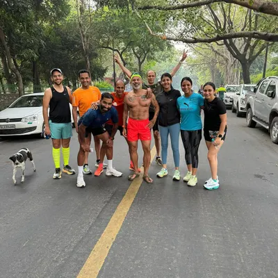 A typical post-run moment with the tribe. We are a small but impactful community dedicated to spreading the joy of running across Delhi.
