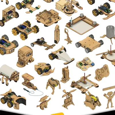 This is what years of R&D looks like! We've developed more than 50 unique and affordable robotic kits, covering everything from simple walkers to complex autonomous robots. There's something for every young maker.