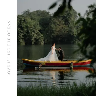 A romantic pre-wedding shot of the groom-to-be proposing in a boat on a calm lake. I aim for fairytale moments like this that you will cherish forever.