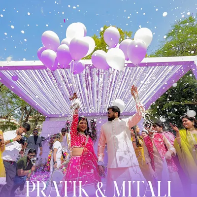 A Haldi ceremony that turned into a festival of love. The couple's entry amidst a shower of confetti and a release of purple and white balloons created a moment of pure, cinematic joy.