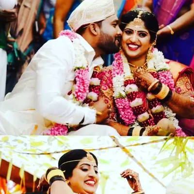 A collage of happy moments from a traditional wedding ceremony. The couple's joy is the best reward for our hard work on the decor.
