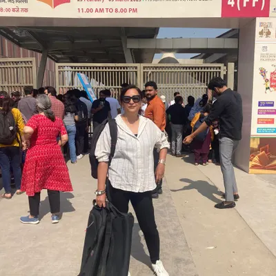 At the entrance of the New Delhi World Book Fair. I always go with empty bags and a heart full of excitement for the new books I'll bring back for the library.