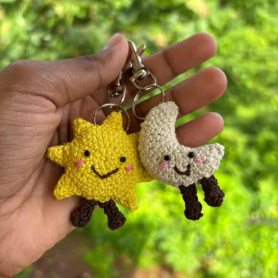 My matching sun and moon keychain set, perfect for you and your best friend. One for the person who brightens your day, and one for the person who is your light in the dark.