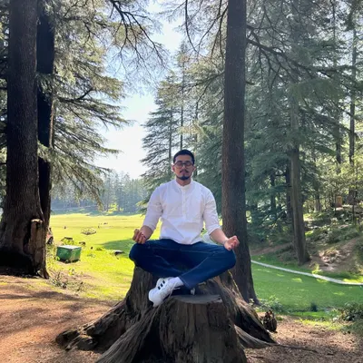 A moment of peace and meditation in Khajjiar, also known as the mini-Switzerland of India. Nature is the greatest yoga studio.