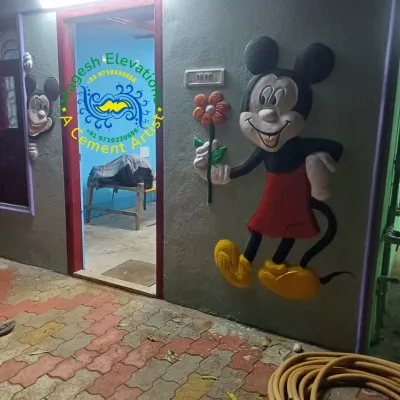 A fun and colorful Mickey Mouse mural, perfect for a child's room or a playful touch on an exterior wall. This shows that I can create any character or theme you desire.