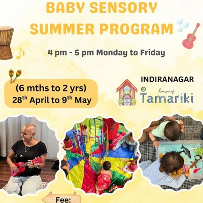 Our Baby Sensory Summer Program is a 10-day camp packed with live music, messy play, and parachute fun for babies from 6 months to 2 years. It's a perfect introduction to sensory learning.