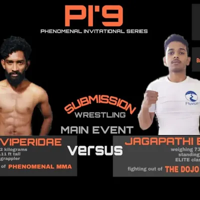 The main event poster for our PI9 event. I made my comeback after shoulder surgery in a submission wrestling bout against another coach, despite an 11kg weight difference.