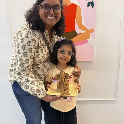 A beautiful mother-daughter moment from our clay Ganesha workshop. It's so wonderful to see families bonding while creating something sacred and personal together.