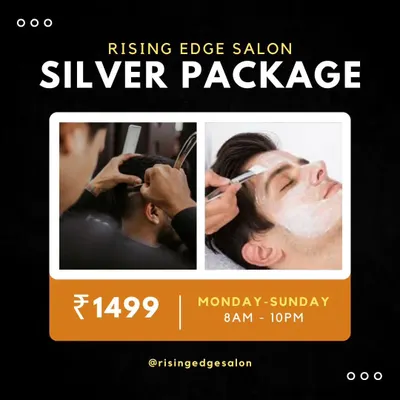 My Silver Package offers a complete grooming experience for just ₹1499, including a professional haircut and a rejuvenating facial. Available all week.